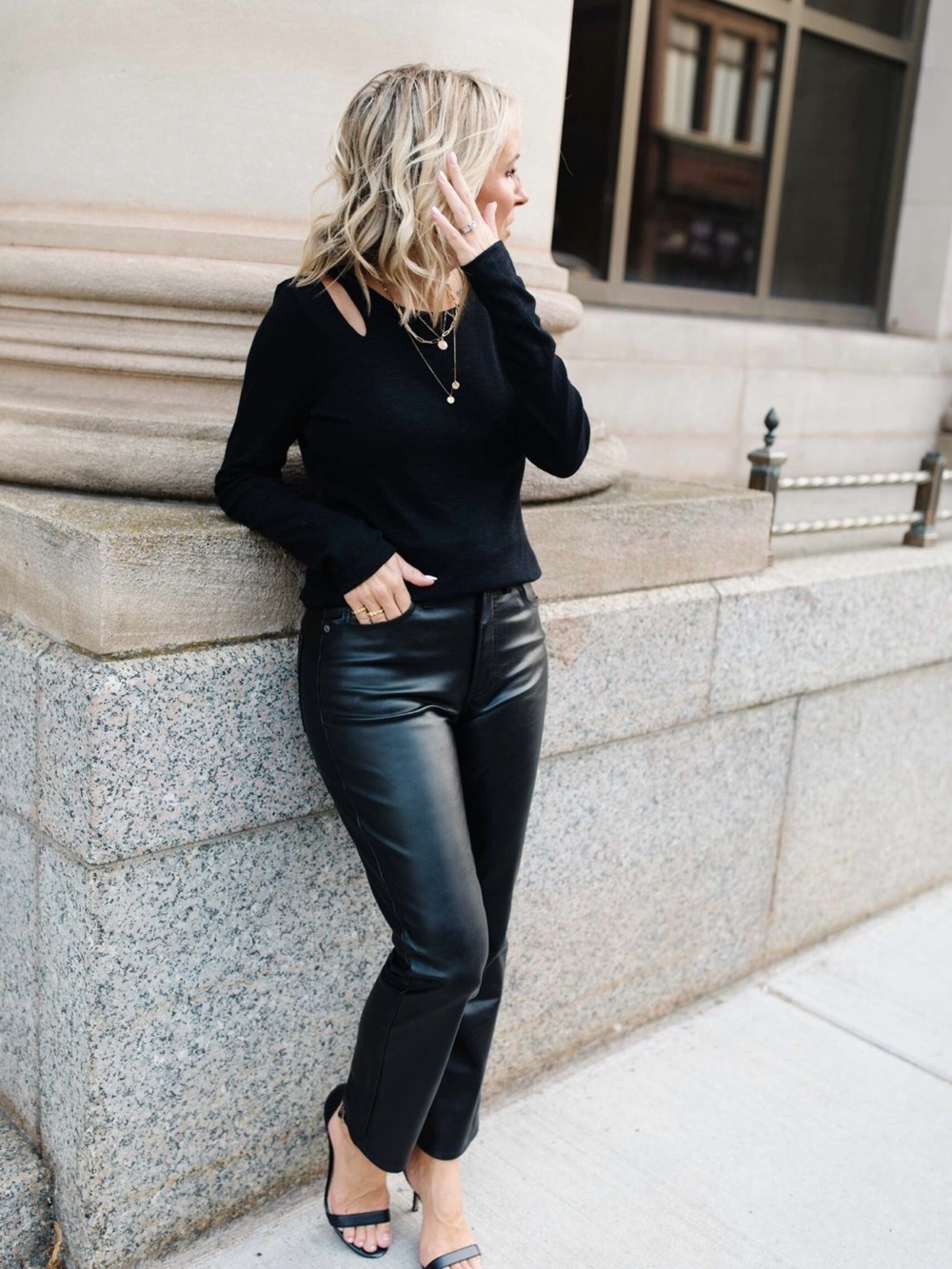 GAP Vintage Slim High Rise Black Faux Leather Jeans